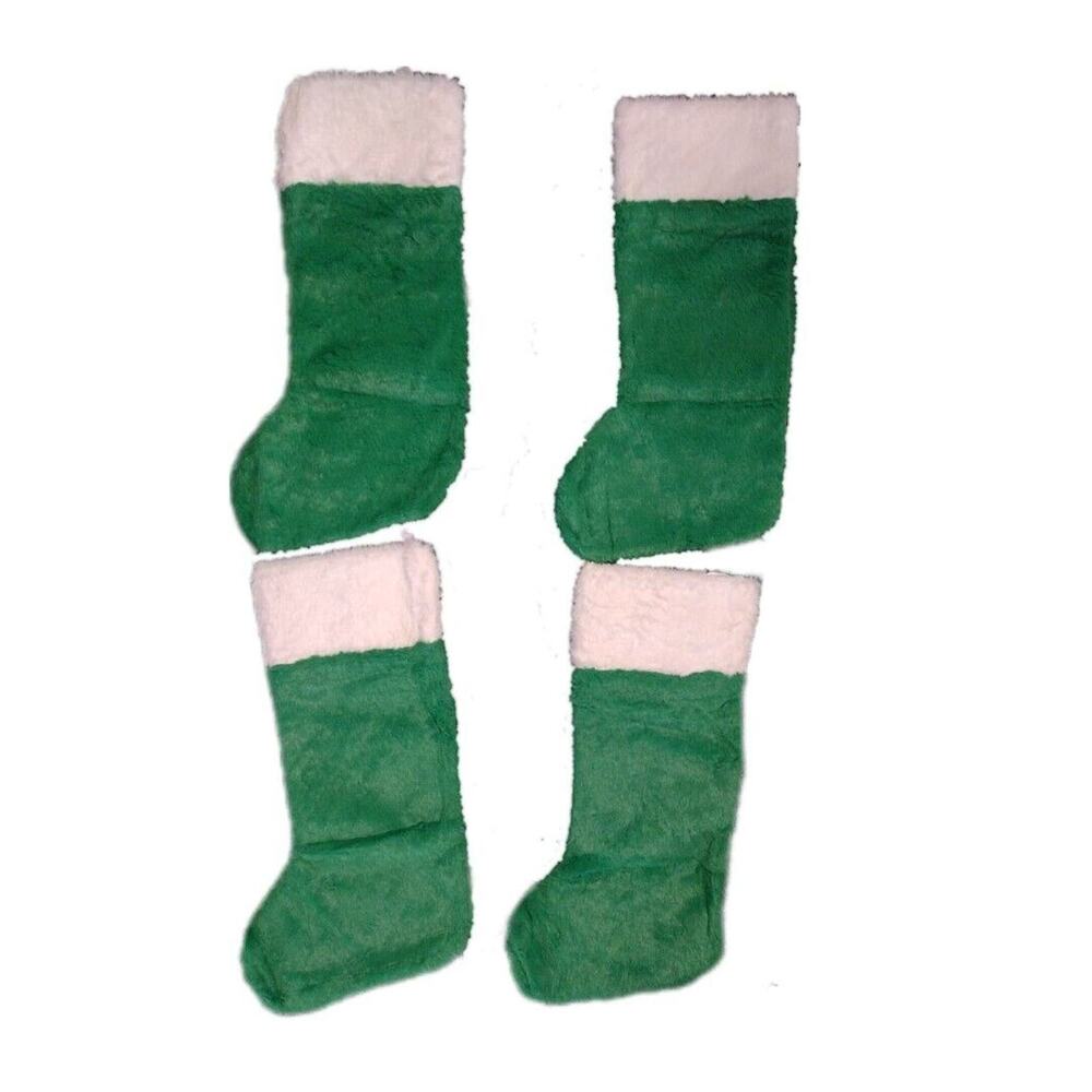 4 New Christmas Stockings Green White Ready To Decorate Holiday Crafts Kids